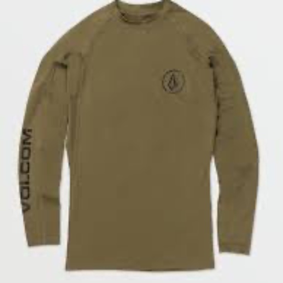 NWT men's XL Volcom Lido Solid LS Rash/thrash Guard military green 50+ UV - Picture 1 of 2